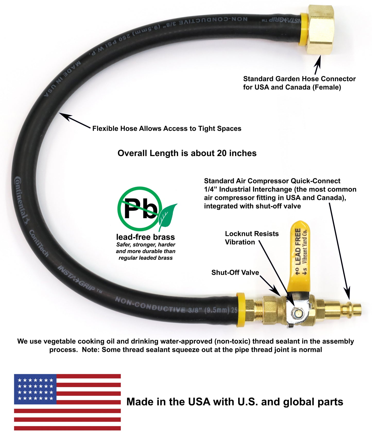 Winterize Sprinkler Systems and Outdoor Faucets: Air Compressor Quick-Connect Plug To Female Garden Hose Faucet Blow Out Adapter with Shut Off Valve (Lead-Free Brass), Industrial Plug