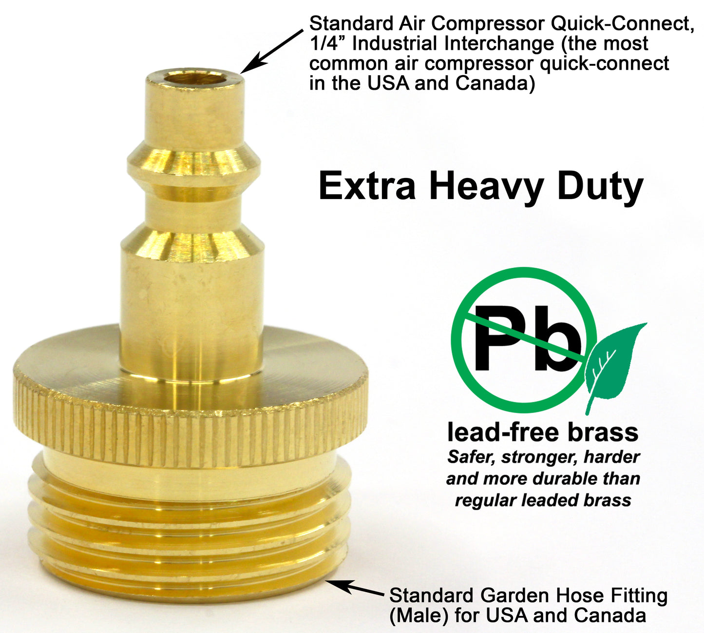 Winterize RV, Boat, Motorhome, Camper, and Travel Trailer: Air Compressor Quick-connect Plug To Male Garden Faucet Blow Out Adapter Fitting (Solid Lead-Free Brass)