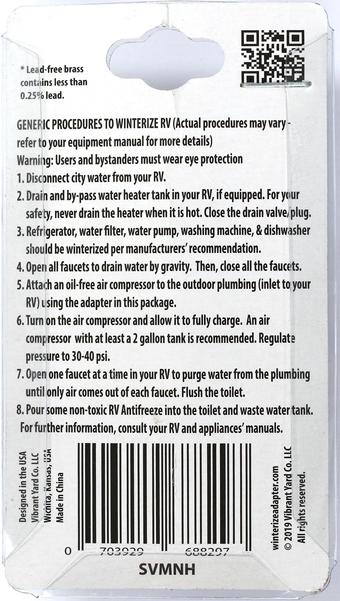 Tire Inflation Schrader Valve to Male Garden Hose Faucet | Winterize Blow Out Adapter Fitting for RV, Camper, and Travel Trailer (Solid Lead-Free Brass)