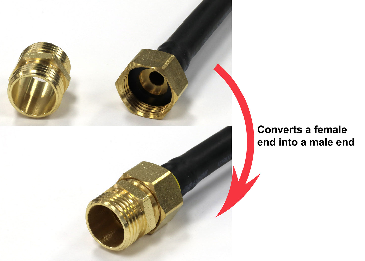 Male-to-Male Garden Faucet Adapter Fitting (Solid Lead-Free Brass)