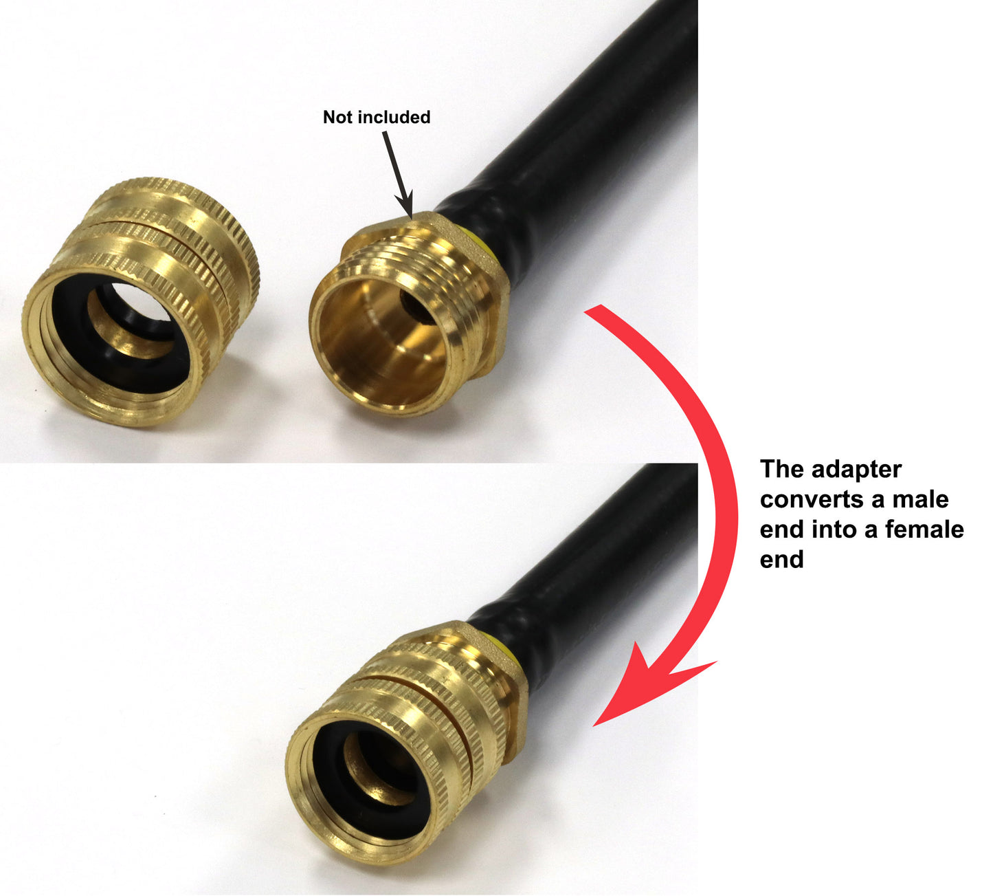 Female-to-Female Garden Faucet Adapter Fitting (Solid Lead-Free Brass)