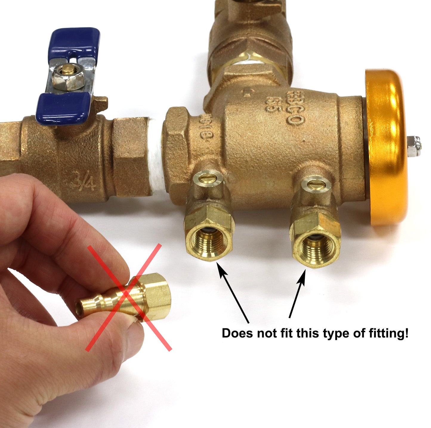Industrial Style Plug to Female SAE 45-degree Flare Fittings | Adapters to Winterize Blow out Backflow Preventer and Pressure Vacuum Breaker (PVB) for Sprinkler System (Solid Lead-Free Brass)