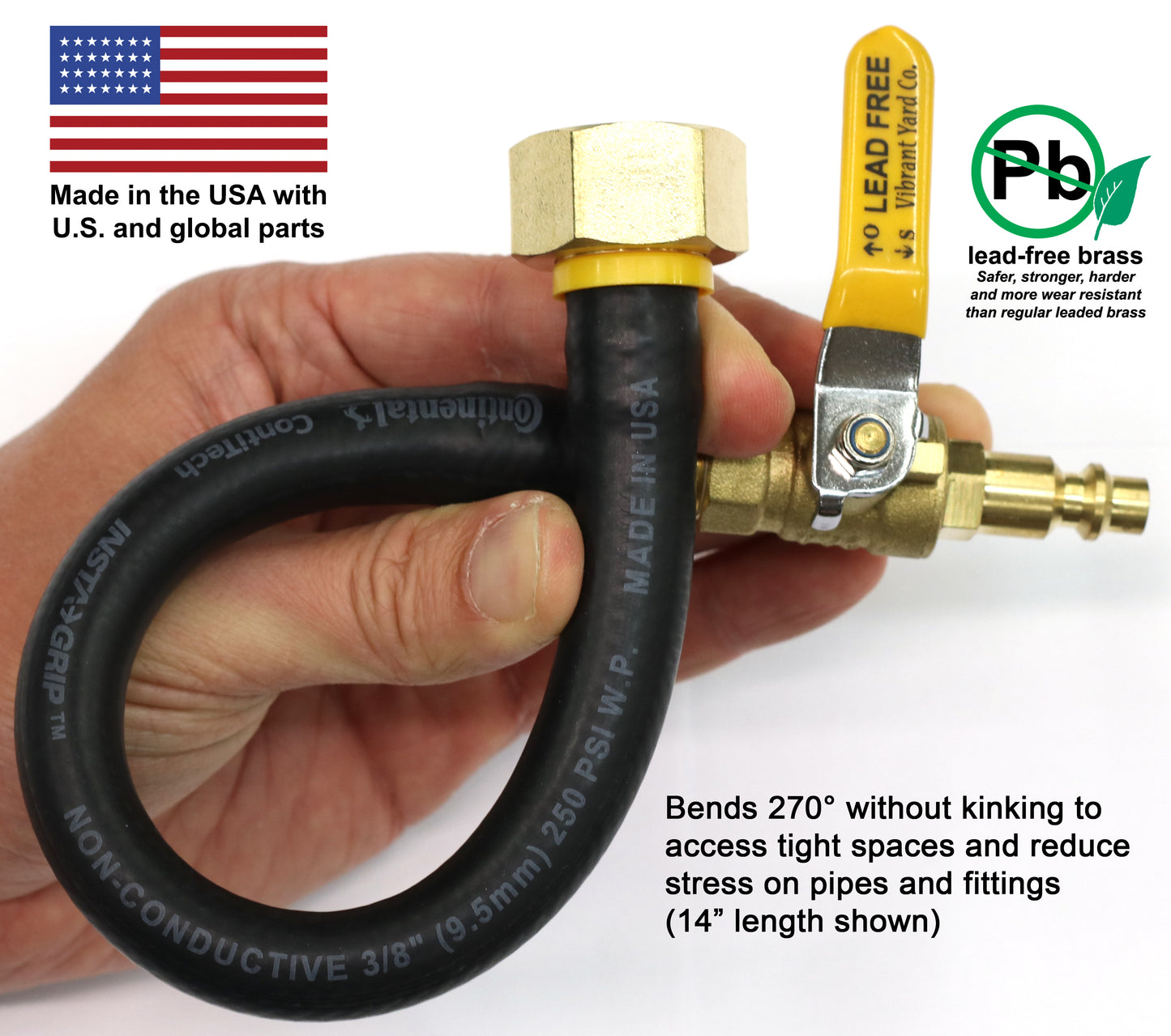 Winterize Sprinkler System, Outdoor Faucet, RV, Camper, and Travel Trailer: Air Compressor Plug To Garden Hose Faucet Blow Out Adapter (Lead-Free Brass) with Male-to-Male Fitting