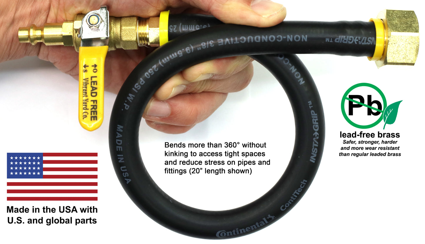 Winterize Sprinkler System, Outdoor Faucet, RV, Camper, and Travel Trailer: Air Compressor Plug To Garden Hose Faucet Blow Out Adapter (Lead-Free Brass) with Male-to-Male Fitting