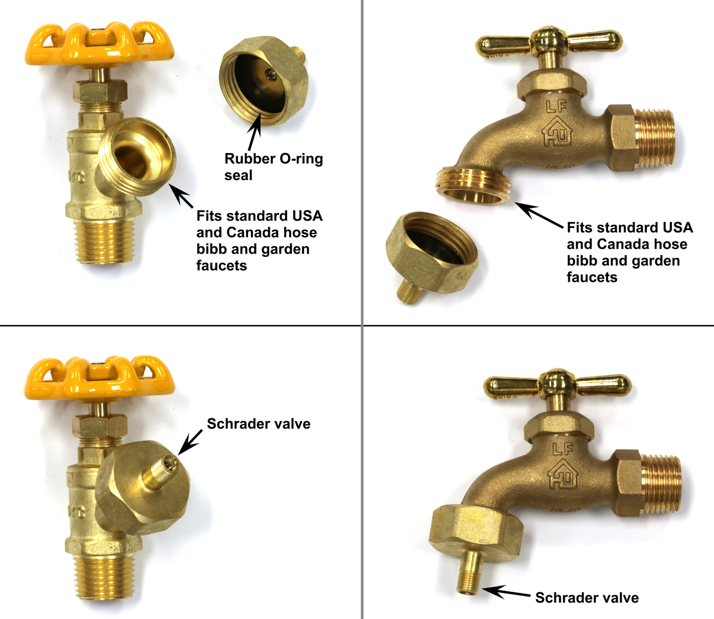 Tire Inflation Schrader Air Valve to Female Garden Hose Faucet | Winterize Blow Out Adapter Fitting