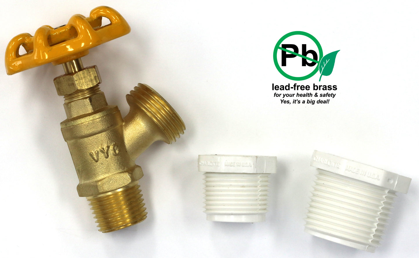 Sprinkler Garden Faucet with 1/2" MNPT Connection plus adapter bushings for 3/4" MNPT and 1" MNPT