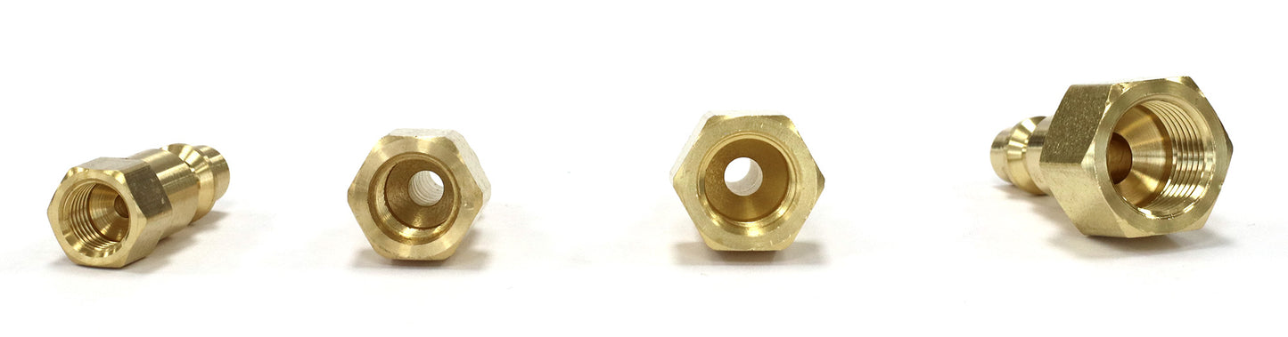 Industrial Style Plug to Female SAE 45-degree Flare Fittings | Adapters to Winterize Blow out Backflow Preventer and Pressure Vacuum Breaker (PVB) for Sprinkler System (Solid Lead-Free Brass)