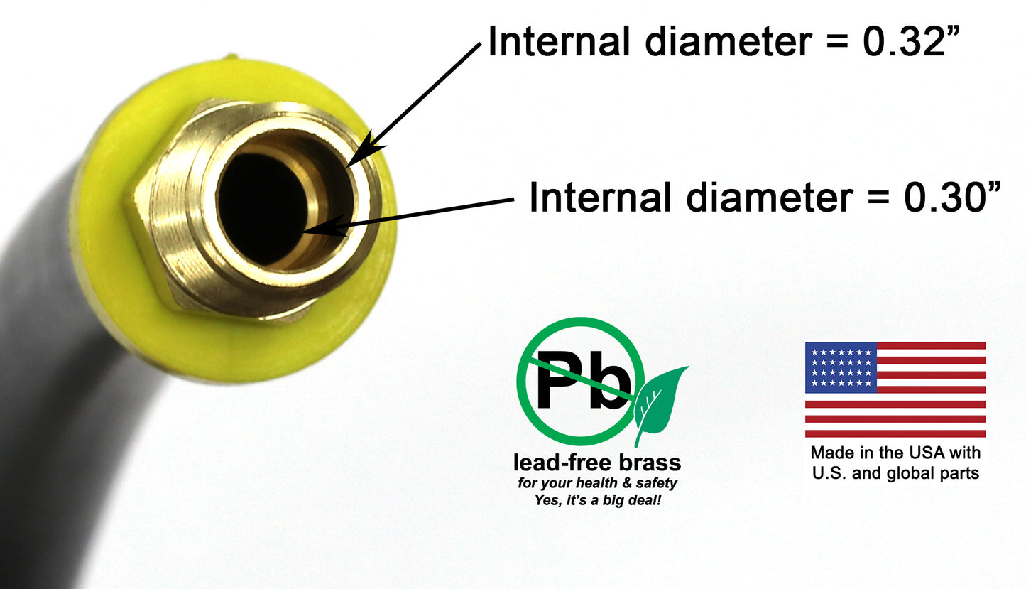 Short Air Compressor Hose: 1/4" Male NPT to 1/4" Male NPT Connections (Lead-Free Brass)