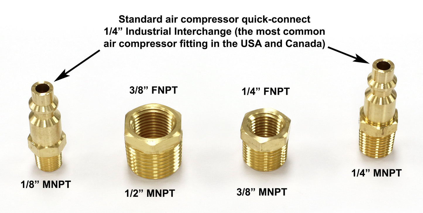 Industrial Style Plug to Male NPT Fittings | Adapters to Winterize Blow out Backflow Preventer and Pressure Vacuum Breaker (PVB) for Sprinkler System (Solid Lead-Free Brass)