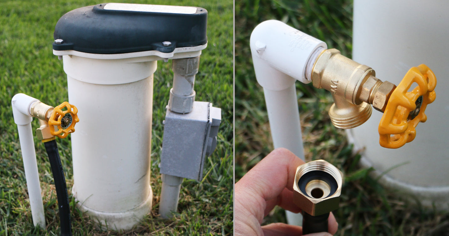 Winterize Sprinkler Systems and Outdoor Faucets: Air Compressor Quick-Connect Plug To Female Garden Hose Faucet Blow Out Adapter with Shut Off Valve (Lead-Free Brass), without Plug